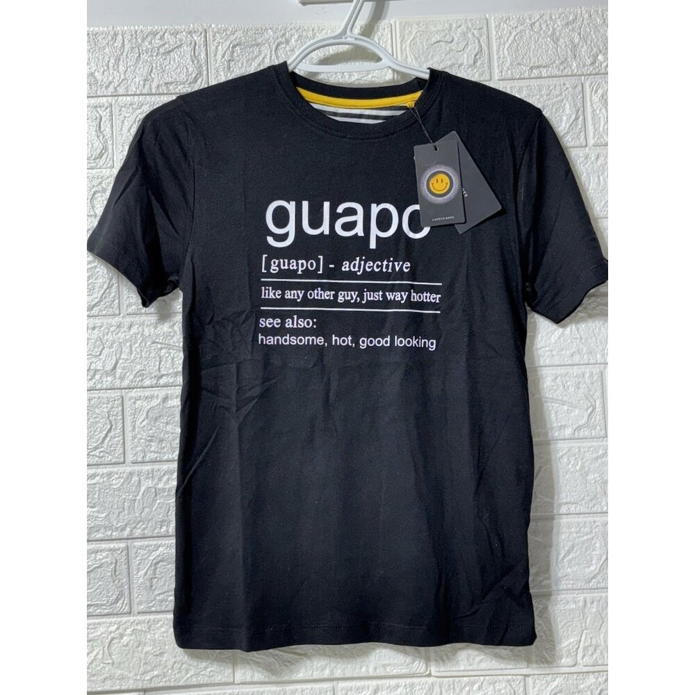 Cactus Boys' Short Sleeve Cotton 'Guapo' T-Shirt Size 9-10 Black